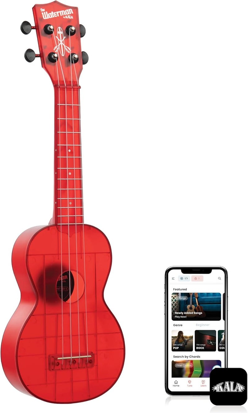 Kala Ukulele Maritime Red 4 String Soprano Ukulele from the Waterman Sea Glass Collection, Classroom Instruments - Image 1